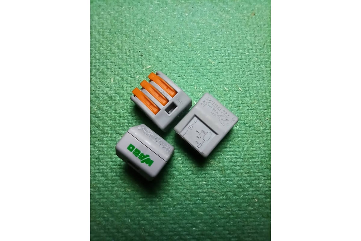 Соединительная клемма с рычажком WAGO 222-413 3-х проводная 0,08-2,5мм² ...