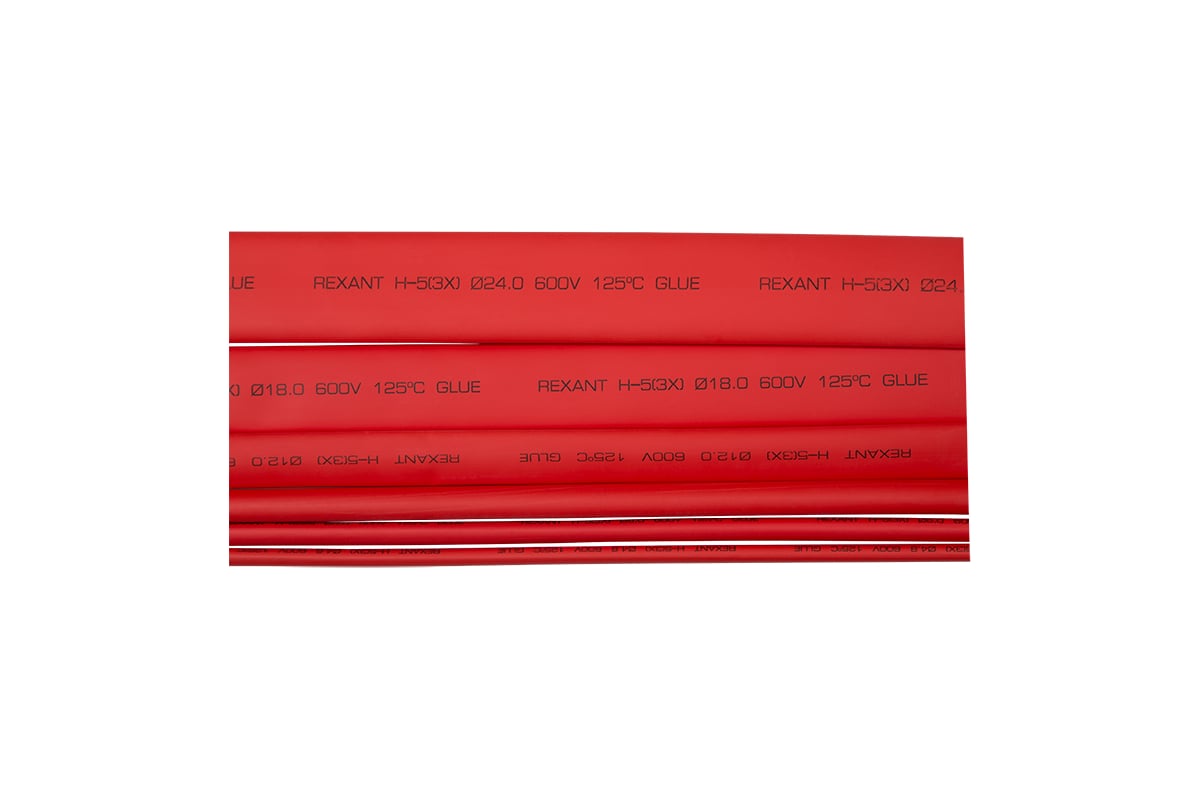 Клеевая термоусадка REXANT 4.8/1.6мм, 3:1, 1м, красная 26-4804 ...