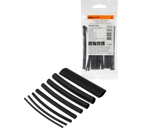 Набор термоусаживаемых клеевых трубок TDM ELECTRIC "Моноцвет-диапазон, черный " SQ0548-2309
