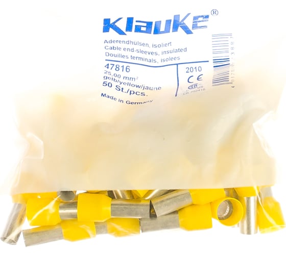 Втулочный наконечник Klauke 25мм2, 16мм цвет по DIN46228ч.4 - желтый klk47816