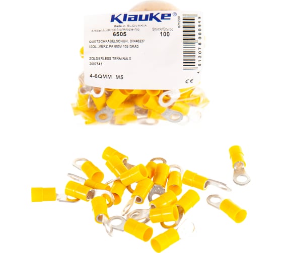 Кольцевой наконечник Klauke 4,0-6,0мм2 под винт М5 желт. klk6505