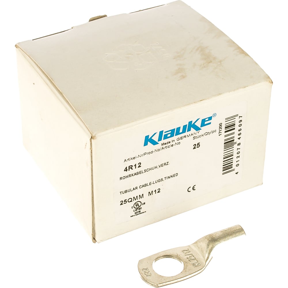 Наконечник Klauke тип ТМЛ стандарта 25 мм2 под болт М12 klk4R12 ...