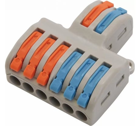 Зажимная клемма для соединения кабелей Pro Legend 6/2 контактов, серая, 5 штук PL3820