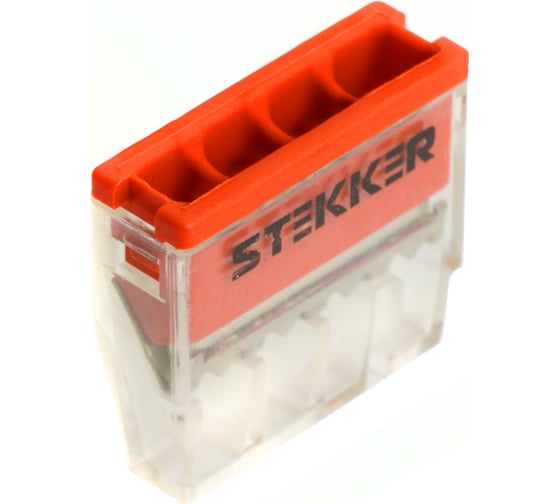 Монтажная клемма STEKKER 4-проводная для 1-жильного проводника, LD2273-204 100шт в упак 32390