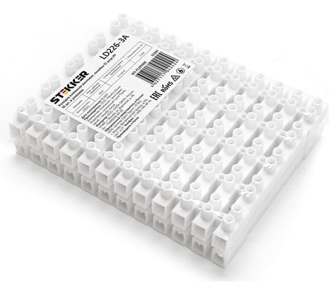 Клеммная винтовая колодка STEKKER LD226-3A линейка 12 штук, полипропилен, 10 штук 32384