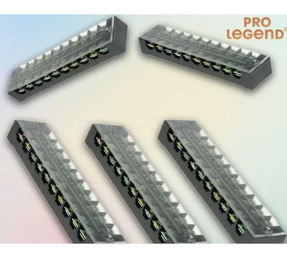 Клеммная винтовая колодка Pro Legend с крышкой, 20 контактов, М4, 25 А, 600 В, 10 AWG, 6 мм2 PL3838