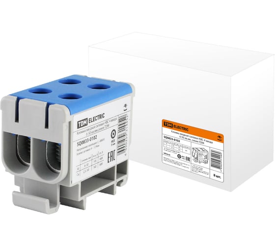 Вводная силовая клемма TDM ELECTRIC КВС 4 ввода, 6-50 кв. мм, синяя SQ0833-0102