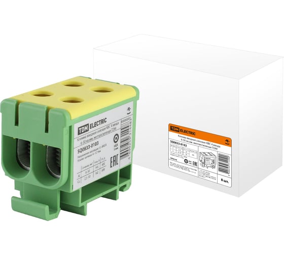 Вводная силовая клемма TDM ELECTRIC КВС 4 ввода, 6-50 кв. мм, желтая/зеленая SQ0833-0103
