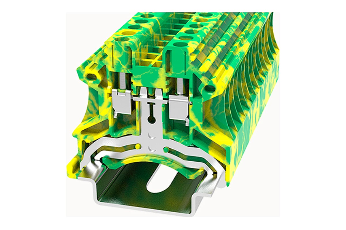 Клемма на дин-рейку DEGSON 2.5 кв.мм, винтовая, земля 100 шт DC2.5-PE ...