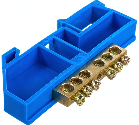 Шина N ноль на DIN-изоляторе ЭРА NO-222-44 ШНИ-6х9-6-Д-синий Б0033425