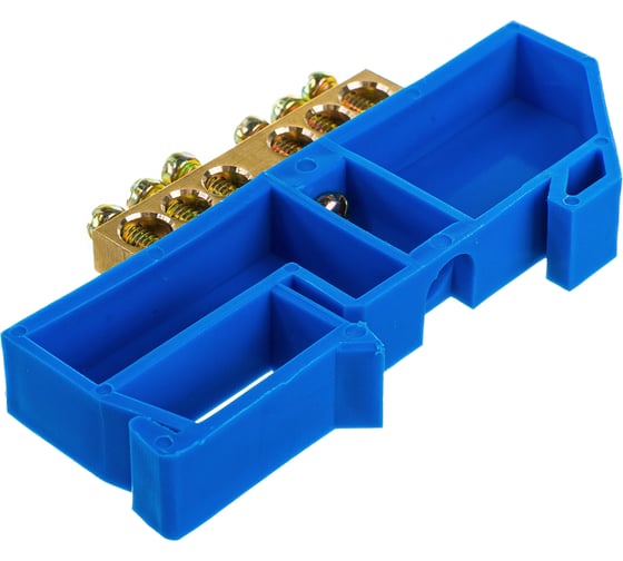 Шина N ноль на DIN-изоляторе ЭРА NO-222-44 ШНИ-6х9-6-Д-синий Б0033425