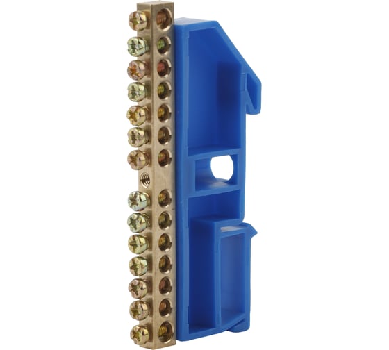 Шина N ноль на DIN-изоляторе ЭРА NO-222-48 ШНИ-6х9-14-Д-синий Б0033429 1