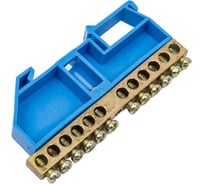 Нулевая латунная шинка Engard на дин-опоре ШНИ 6x9мм 12 отв. цвет синий DBN-26-12N