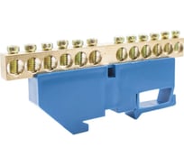 Нулевая латунная шинка Engard на дин-опоре ШНИ 8x12мм 12 отв. цвет синий DBN-28-12N