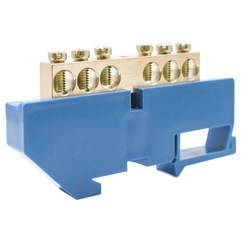 Нулевая латунная шинка Engard на дин-опоре ШНИ 8x12мм 6 отв. цвет синий ...