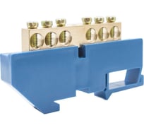 Нулевая латунная шинка Engard на дин-опоре ШНИ 8x12мм 6 отв. цвет синий DBN-28-06N