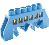 Универсальная нулевая латунная шинка Engard ШНИ 8x12мм 6 отв. цвет синий DBN-18-06N