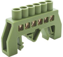 Универсальная нулевая латунная шинка Engard ШНИ 6x9мм 6 отв. цвет зеленый DBN-16-06PE