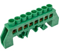 Универсальная нулевая латунная шинка Engard ШНИ 8x12мм 8 отв. цвет зеленый DBN-18-08PE