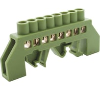 Универсальная нулевая латунная шинка Engard ШНИ 6x9мм 8 отв. цвет зеленый DBN-16-08PE