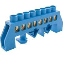 Универсальная нулевая латунная шинка Engard ШНИ 8x12мм 8 отв. цвет синий DBN-18-08N