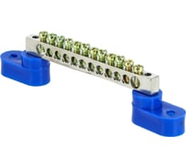 Шина EKF "0" N (6x9 мм) 12 отв. цинк 2 синих угловых изолятора 10 шт. PROxima sn1-63-12-2