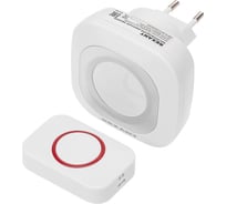 Беспроводной дверной звонок в розетку REXANT c цифровым кодированием мигающий 36 мелодий 150м ip44 (белый/серый) 73-0090