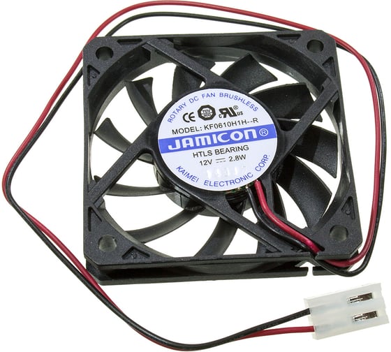 Вентилятор JAMICON KF0610H1H--R с 2 контактным разъемом MOLEX 5239-2(PHU-2) (60x60x10) CFM21.23/dBA36 С00040279 1