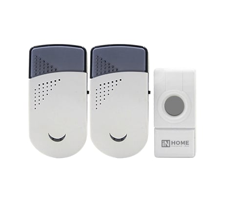 Беспроводной звонок IN HOME ЗБН-6 с двумя динам.32 мелодии IP44 БЕЛО-СЕРЫЙ 4690612013343