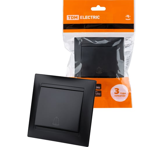 Звонковая кнопка TDM ELECTRIC 6А, графит, Лама SQ1815-0608