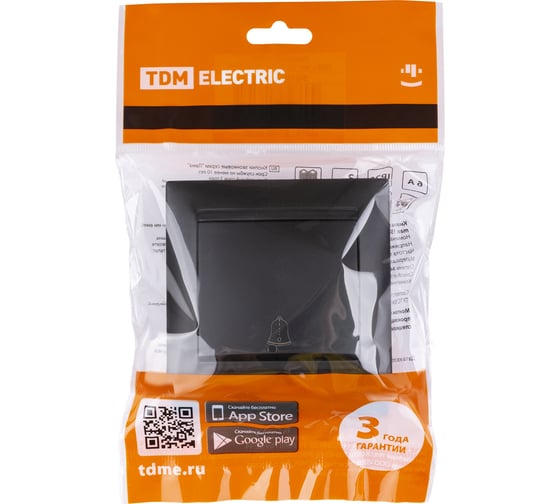 Звонковая кнопка TDM ELECTRIC 6А, графит, Лама SQ1815-0608