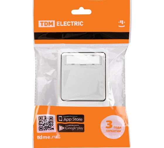 Звонковая кнопка TDM ELECTRIC с полем для надписи, IP54, 6A, белая, "Вуокса" SQ1803-1006