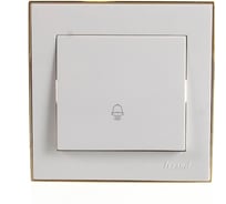Кнопка звонка LEZARD RAIN белый с бок. вст. золото 703-0226-103