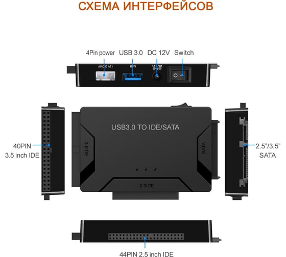 Конвертер PALMEXX USB3.0 to SATA/IDE для HDD 2.5"/3.5" PX/CAB-USB30-SATAIDE