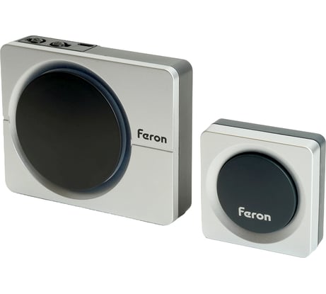 Дверной беспроводной звонок FERON e-382 электрический 38 мелодий серебро, черный с питанием от батареек и от сети через usb 48923