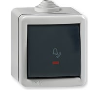 Кнопочный выключатель для звонка Aling-conel ARMOR с индикацией, накладной, металлический, IP55, 10A, 250V, серый-графитовый арт. 286I.1A
