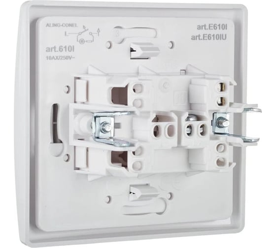 Кнопочный выключатель для звонка Aling-conel PRESTIGE с индикацией 10A 250V белый арт. 610I.00