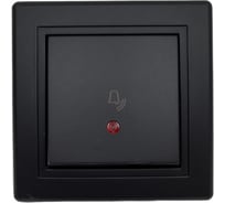 Кнопочный выключатель для звонка Aling-conel PRESTIGE с индикацией 10A 250V чёрный soft touch арт. 610I.E1E1 31231251