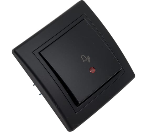 Кнопочный выключатель для звонка Aling-conel PRESTIGE с индикацией 10A 250V чёрный soft touch арт. 610I.E1E1
