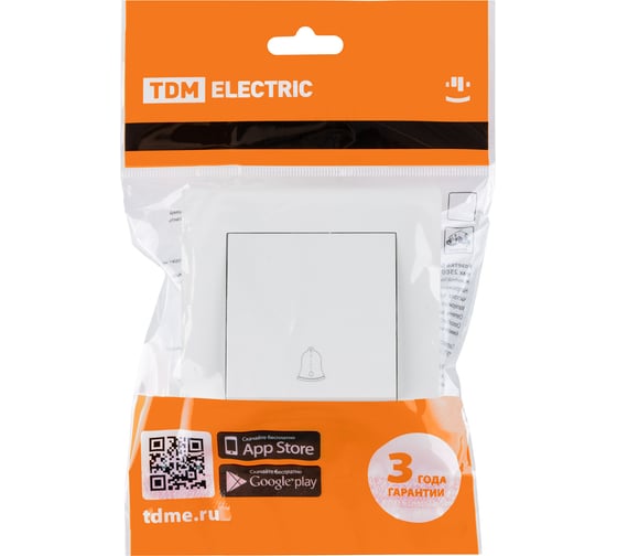 Кнопка звонка TDM ELECTRIC 6а, белая, "сенеж" SQ1816-0020