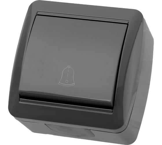 Кнопка звонковая TDM открытой установки IP44 6А серая "Селигер" SQ1818-0116