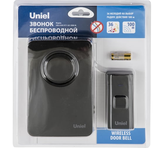 Беспроводной звонок Uniel UDB-014W-R1T1-36S-100M-BL 36 мелодий UL-00006433