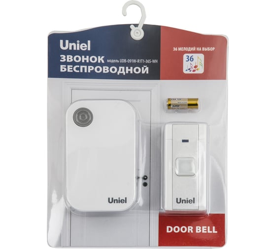 Электронный звонок Uniel UDB-091W-R1T1-36S-WH 220В, 36 мелодий, Белый UL-00006436
