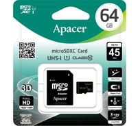 Карта памяти Apacer Micro SD 64 Gb Class 10 High Capacity UHSI adapter Б0030970