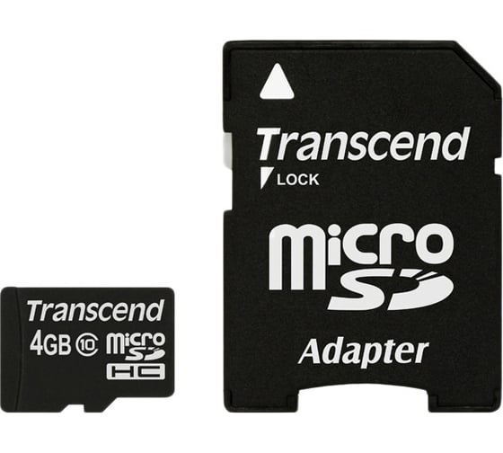 Карта памяти Transcend Micro SDHC 4 Gb Class 10 adapter C0038841