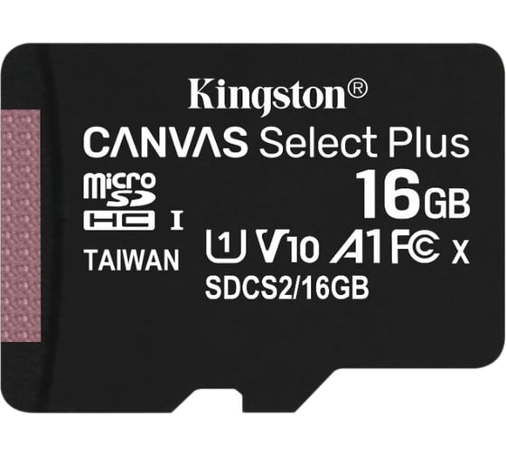 Карта памяти Kingston Micro SDHC 16 Gb Class 10U1 A1 UHSI 100MB/s Canvas Select без адаптера Б0047057