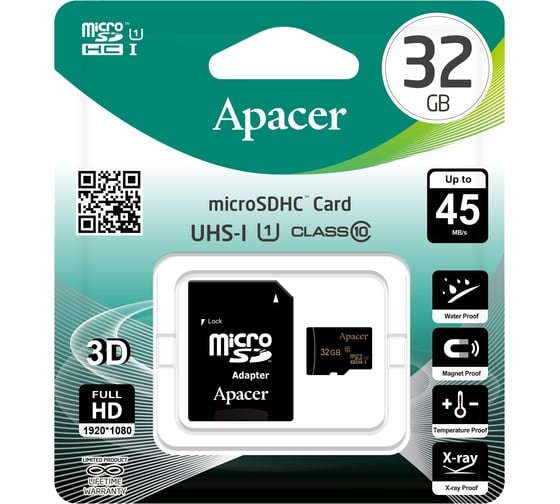 Карта памяти Apacer Micro SD 32 Gb Class 10 UHSI adapter Б0030967