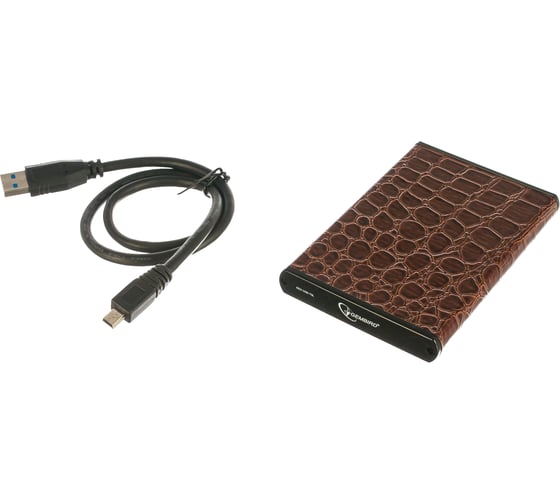 Внешний корпус Gembird 2.5" USB 3.0 SATA металл/кожзам коричневый EE2-U3S-70L-BR 1