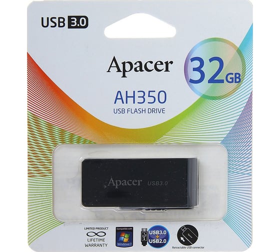 Флэш-диск Apacer AH350 32 Gb Black USB 3.0 Б0030994