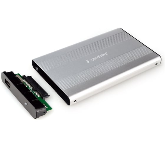 Внешний корпус Gembird USB 2.0 для 2.5" HDD/SSD, порт USB, SATA III, металл, серебристый, коробка, EE2-U2S-5-S